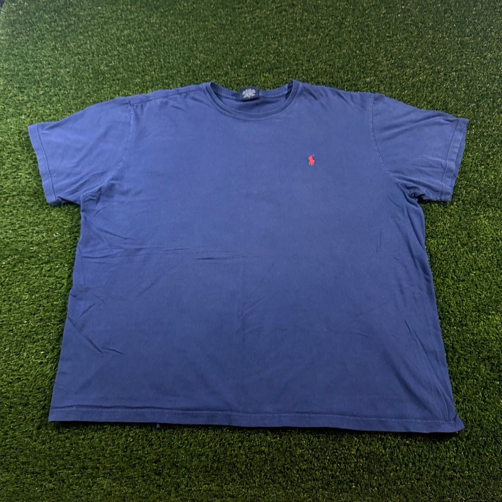 Polo Ralph Lauren T Shirt Mens XXL Navy Blue Red Pony Logo 90s Vintage Cotton